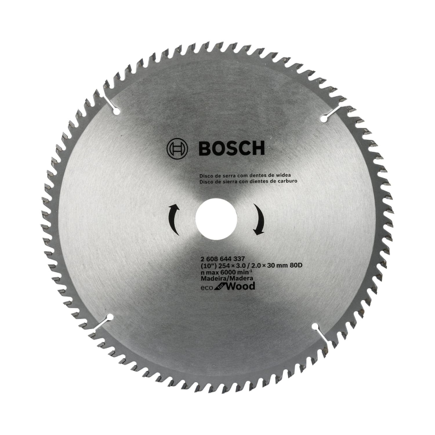 DISCO PARA SERRA CIRCULAR COM VID 250MM 80 DENTES ECO BOSCH