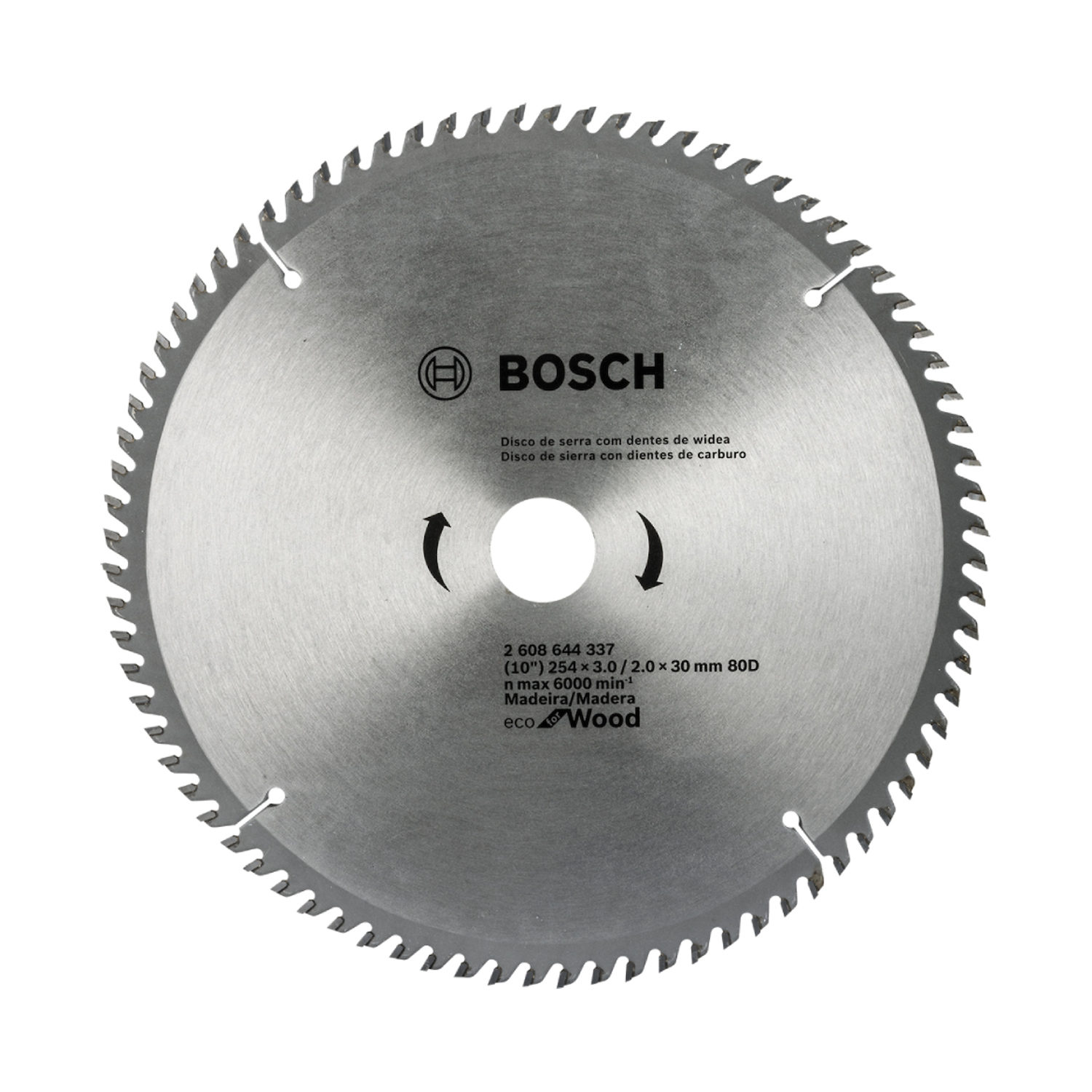 DISCO PARA SERRA CIRCULAR COM VID 250MM 80 DENTES ECO BOSCH