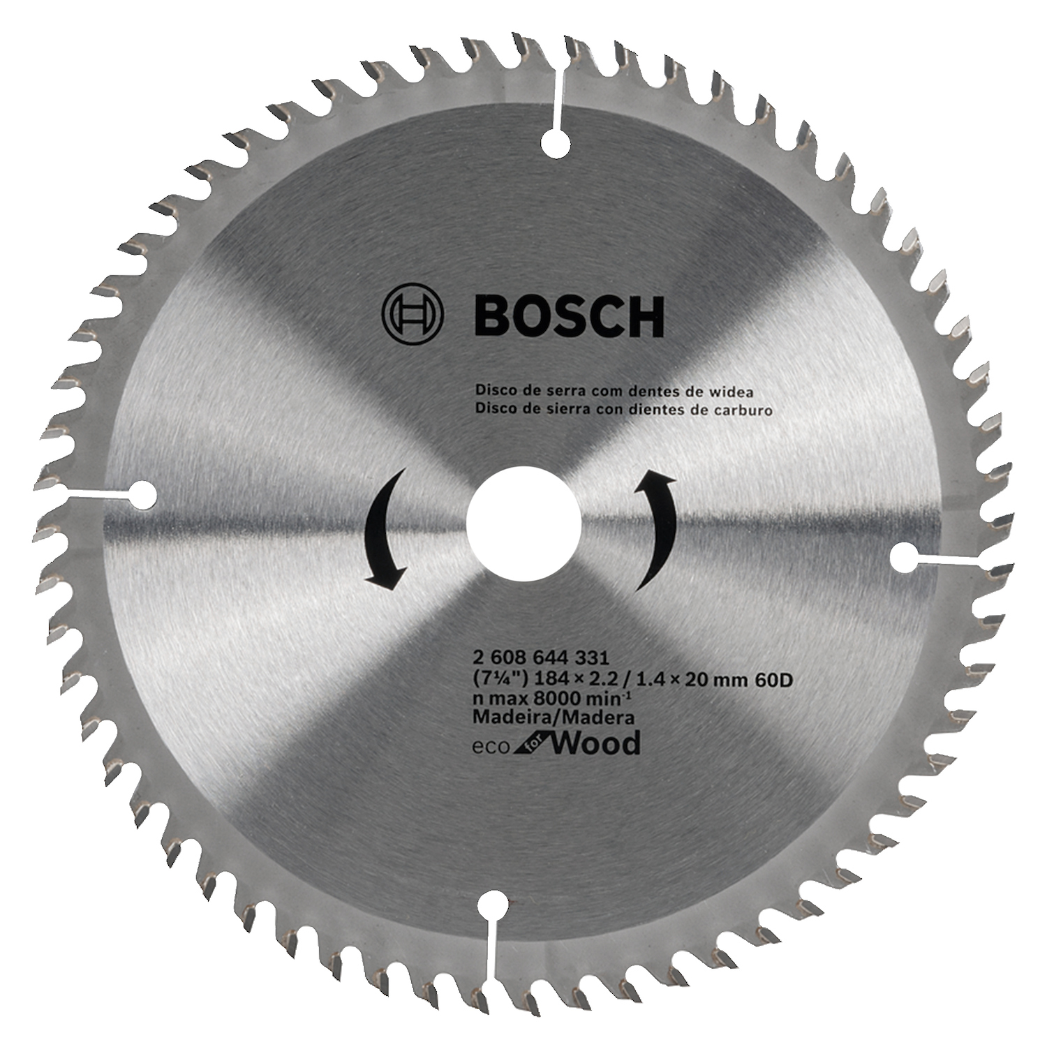 DISCO PARA SERRA CIRCULAR COM VID 180MM 60 DENTES ECO BOSCH