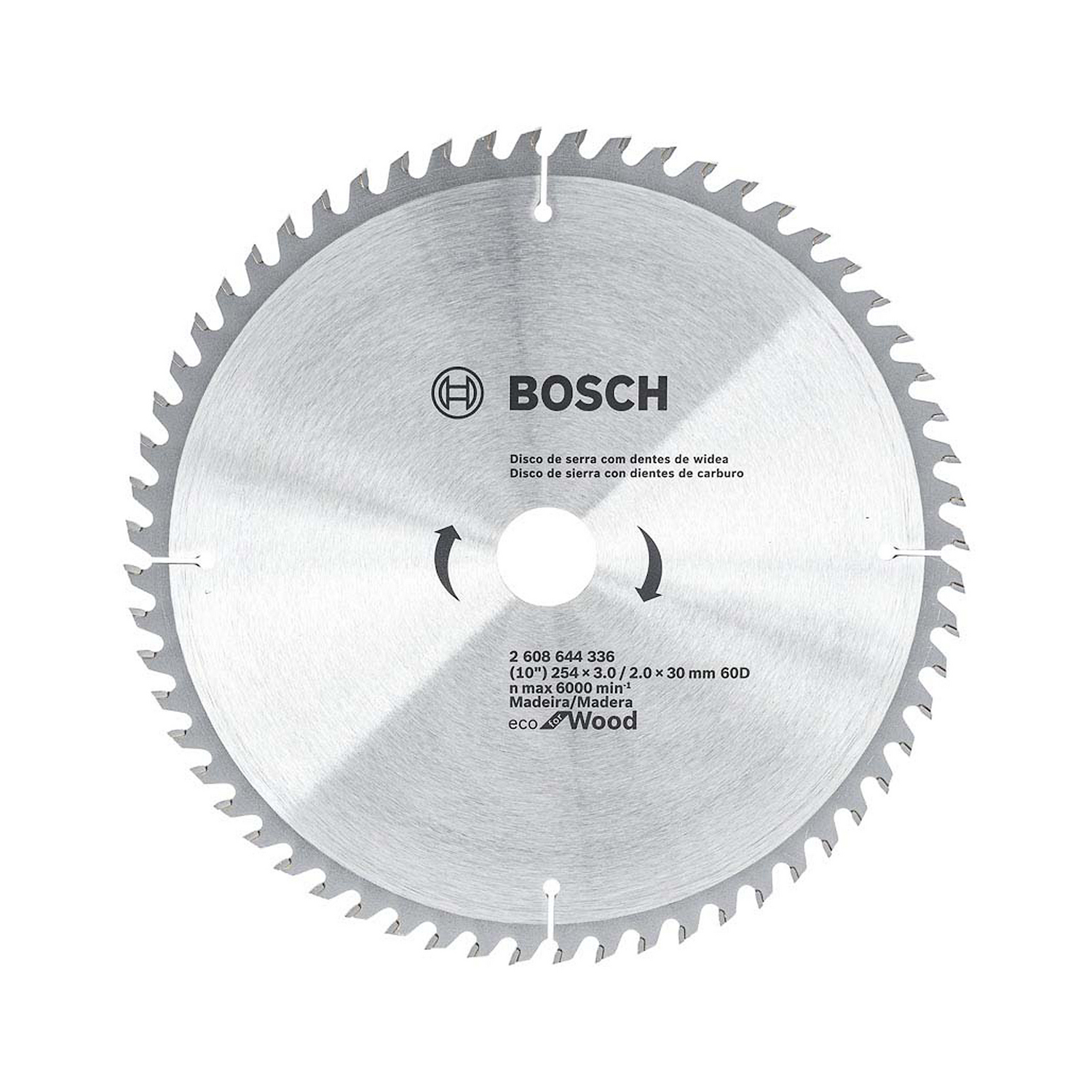 DISCO PARA SERRA CIRCULAR COM VID 250MM 60 DENTES ECO BOSCH