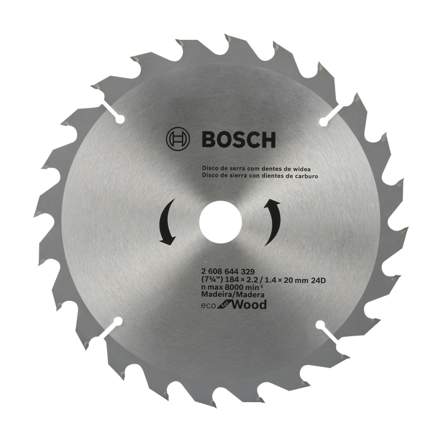 DISCO PARA SERRA CIRCULAR COM VID 180MM 24 DENTES ECO BOSCH