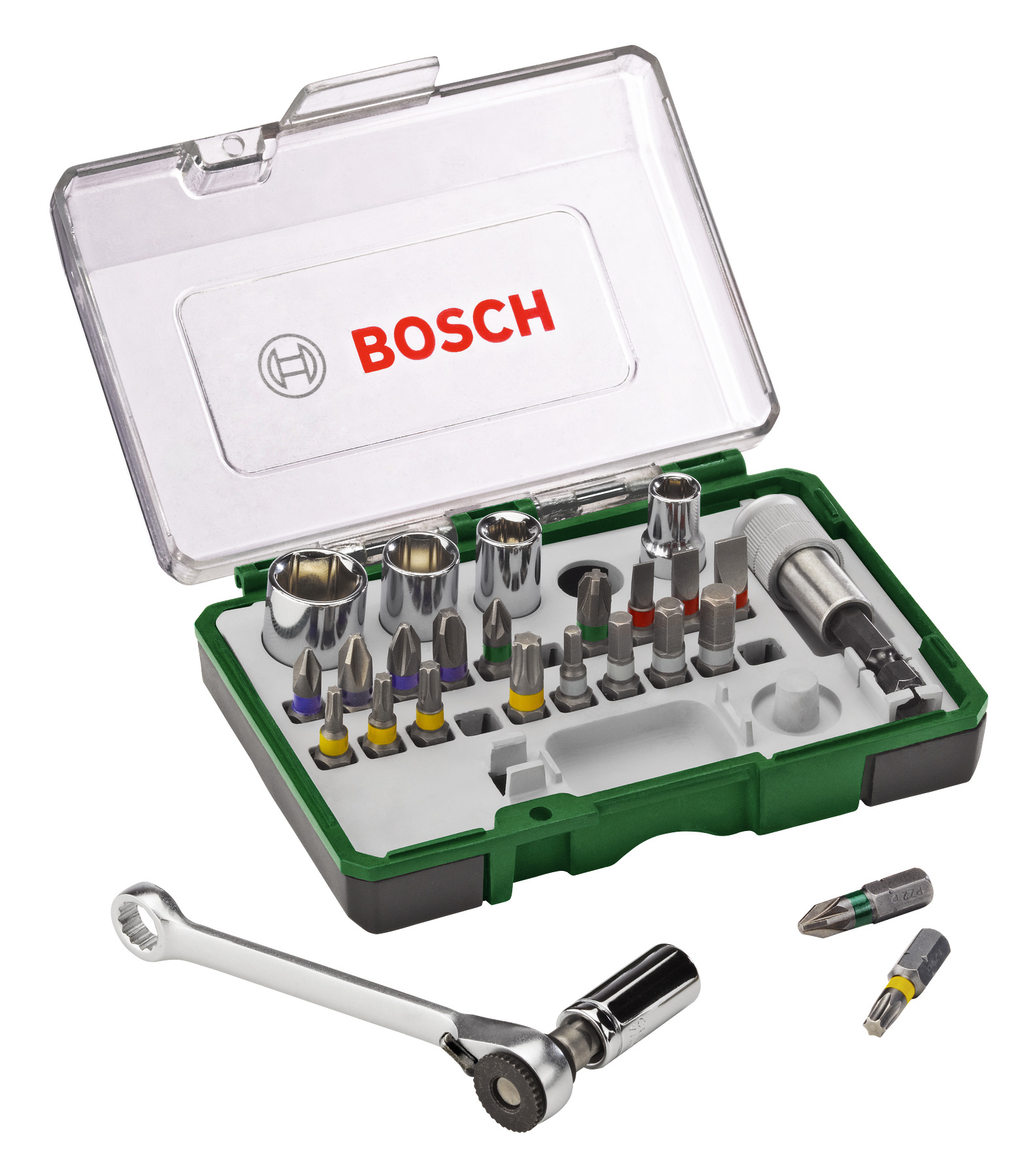 JOGO DE BITS PHILLIPS, FENDA, POZID E TORX COM ADAPTADOR CH 27 PECAS BOSCH