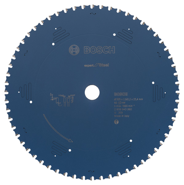DISCO PARA SERRA CIRCULAR COM VID 300MM 60 DENTES PARA AÇO BOSCH