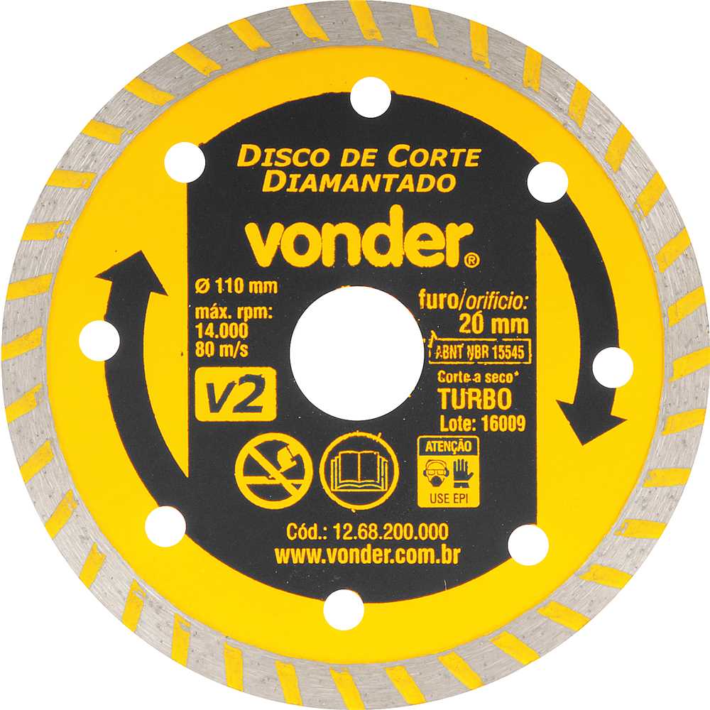 DISCO DIAMANTADO 110X20MM TURBO VONDER