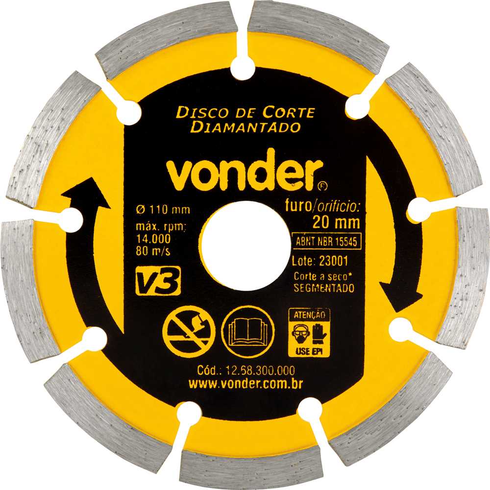 DISCO DIAMANTADO 110X20MM SEGMENTADO VONDER