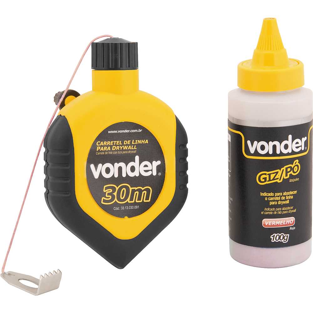 GIZ DE LINHA 30M COM REFIL VERMELHO VONDER