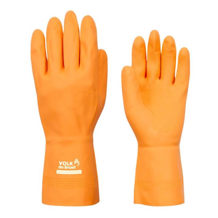 LUVA LATEX REFORCADA FORRADA LARANJA TAMANHO G VOLK