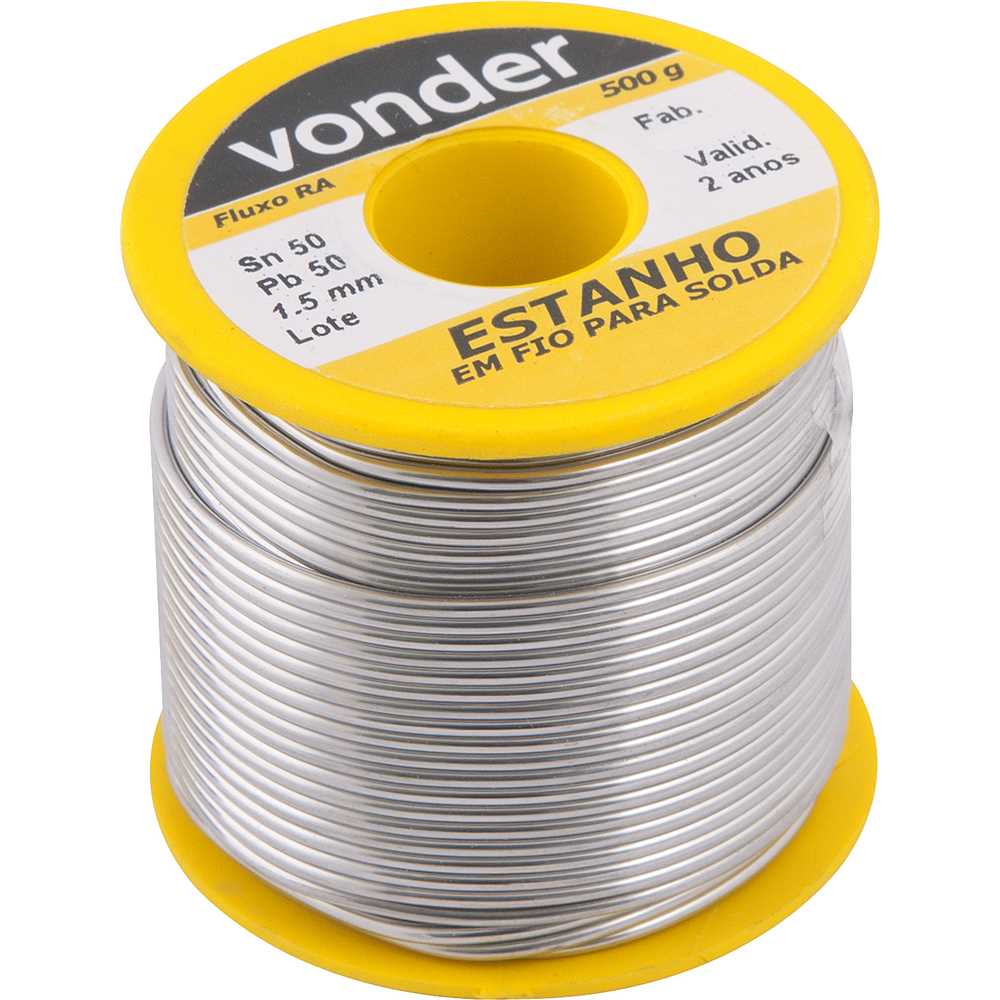 SOLDA ESTANHO CARRETEL 500G 1,5MM AMARELO VONDER