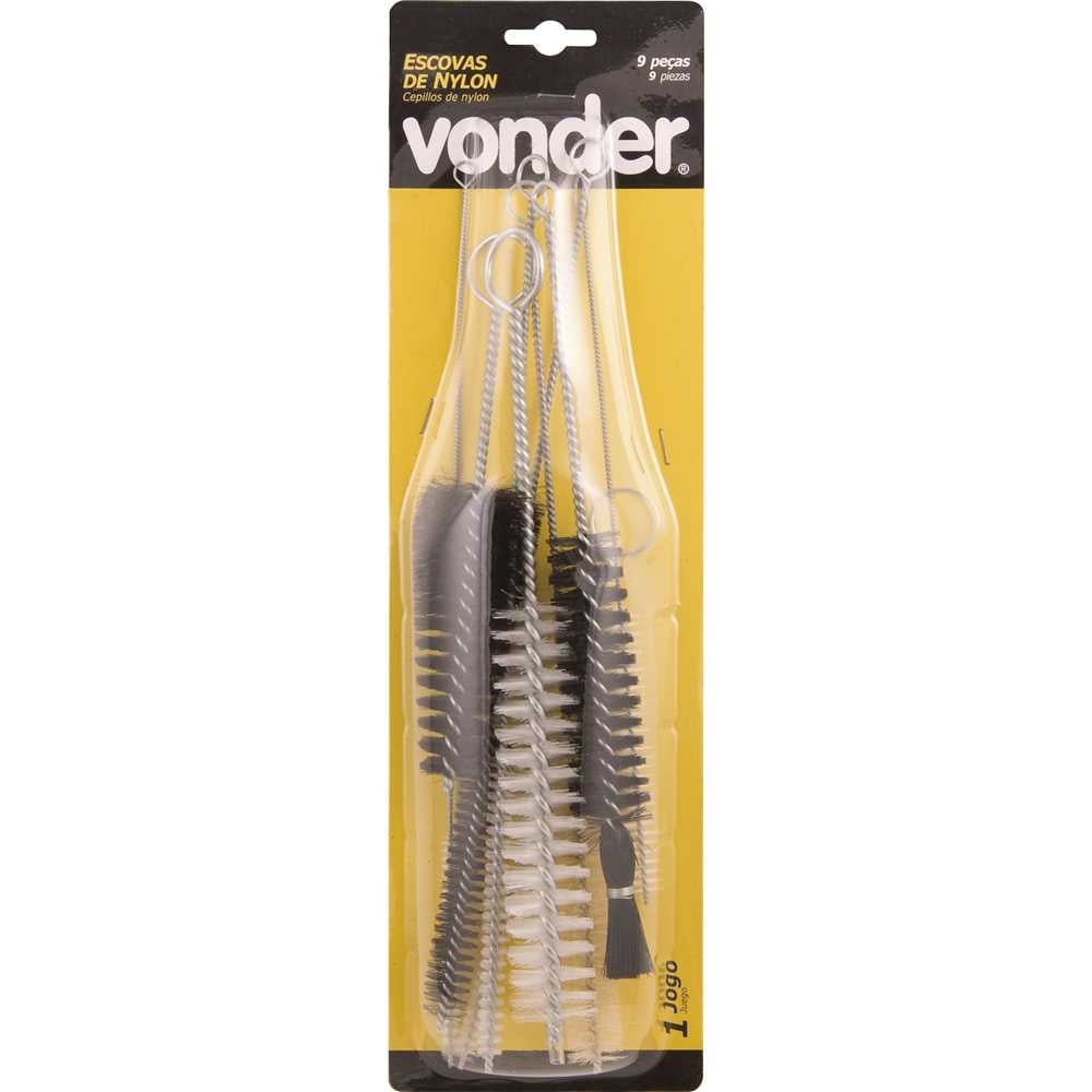 JOGO DE ESCOVAS NYLON TUBULAR COM 9 PECAS 6325009000 VONDER