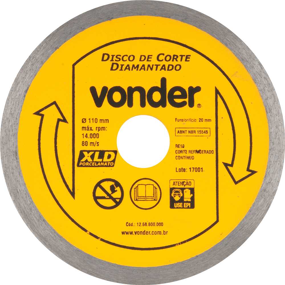 DISCO DIAMANTADO 110X20MM LISO PORCELANATO VONDER