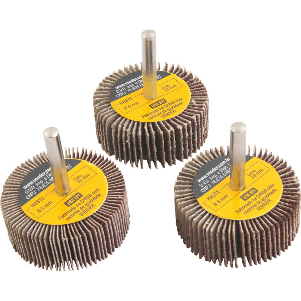 RODA LIXA 050X20MM GRAO 050-080-120 JOGO COM 3 PECAS VONDER