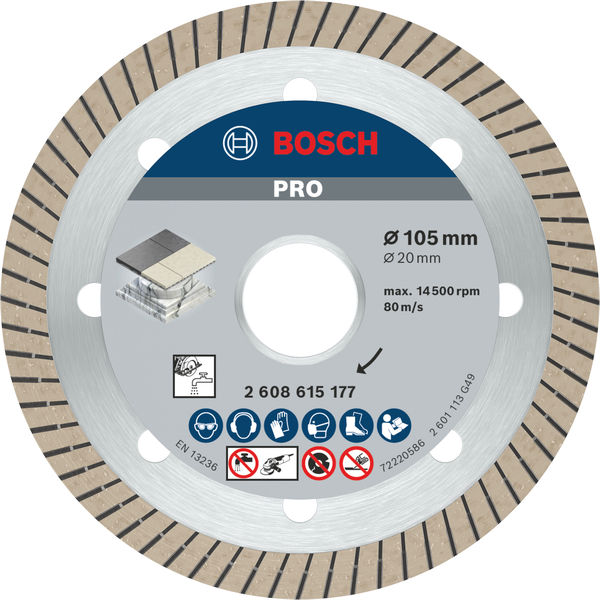 DISCO DIAMANTADO 105X20MM TURBO FINO PORCELANATO BOSCH