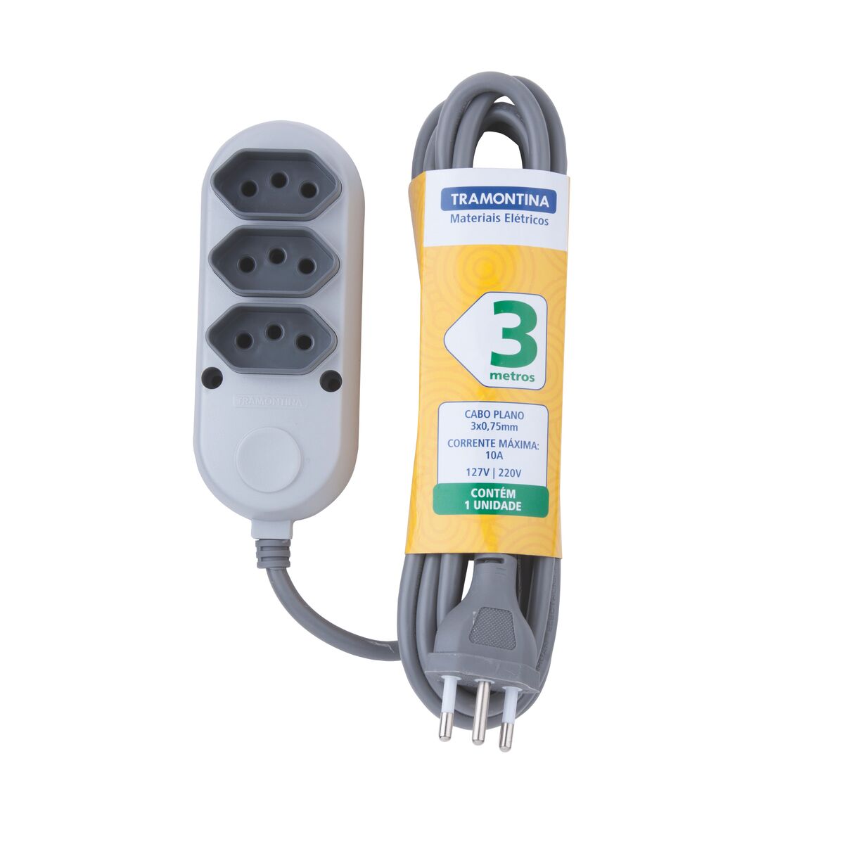 EXTENSAO ELETRICA 03M 2P+T 3TOM 10A TRAMONTINA