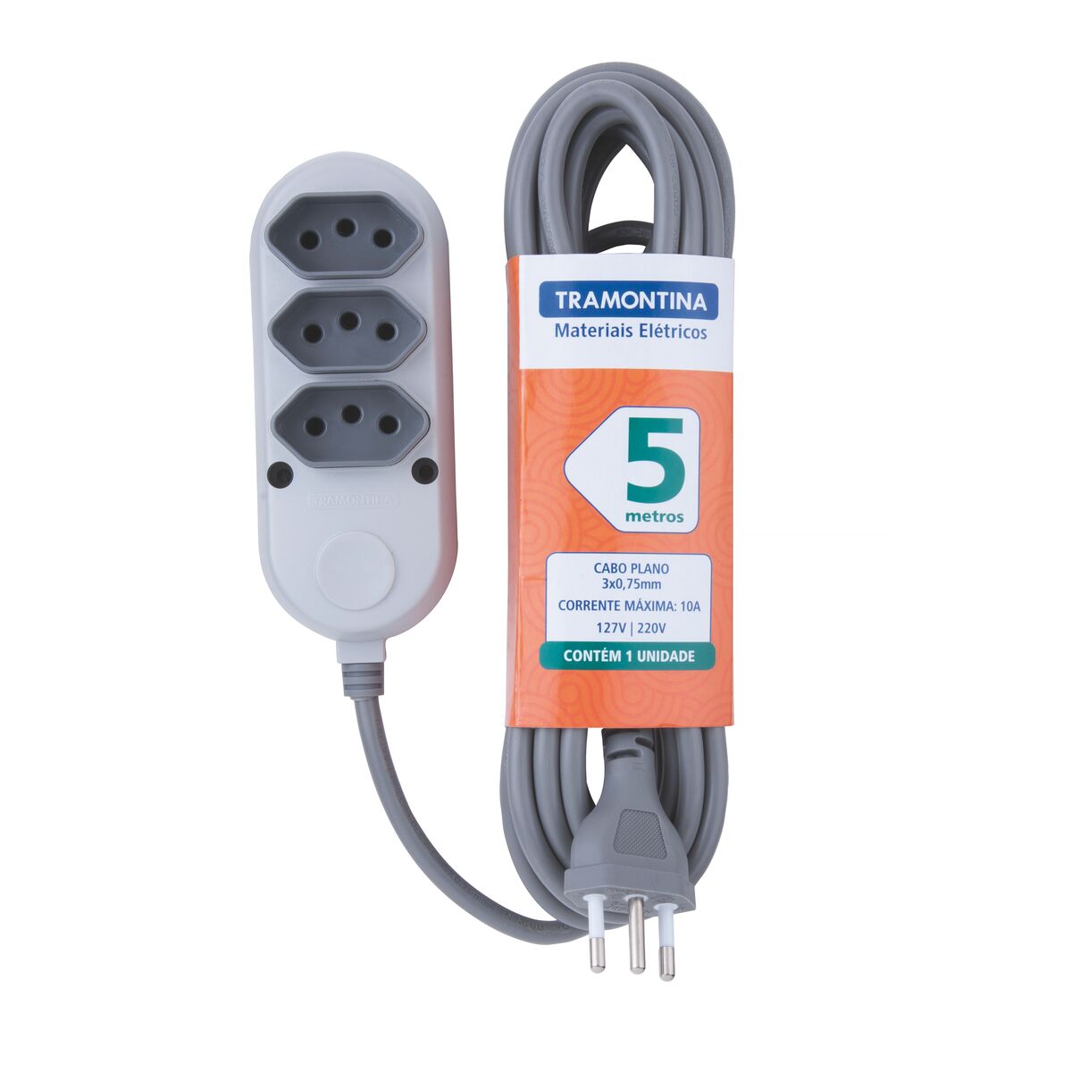 EXTENSAO ELETRICA 05M 2P+T 3TOM 10A TRAMONTINA