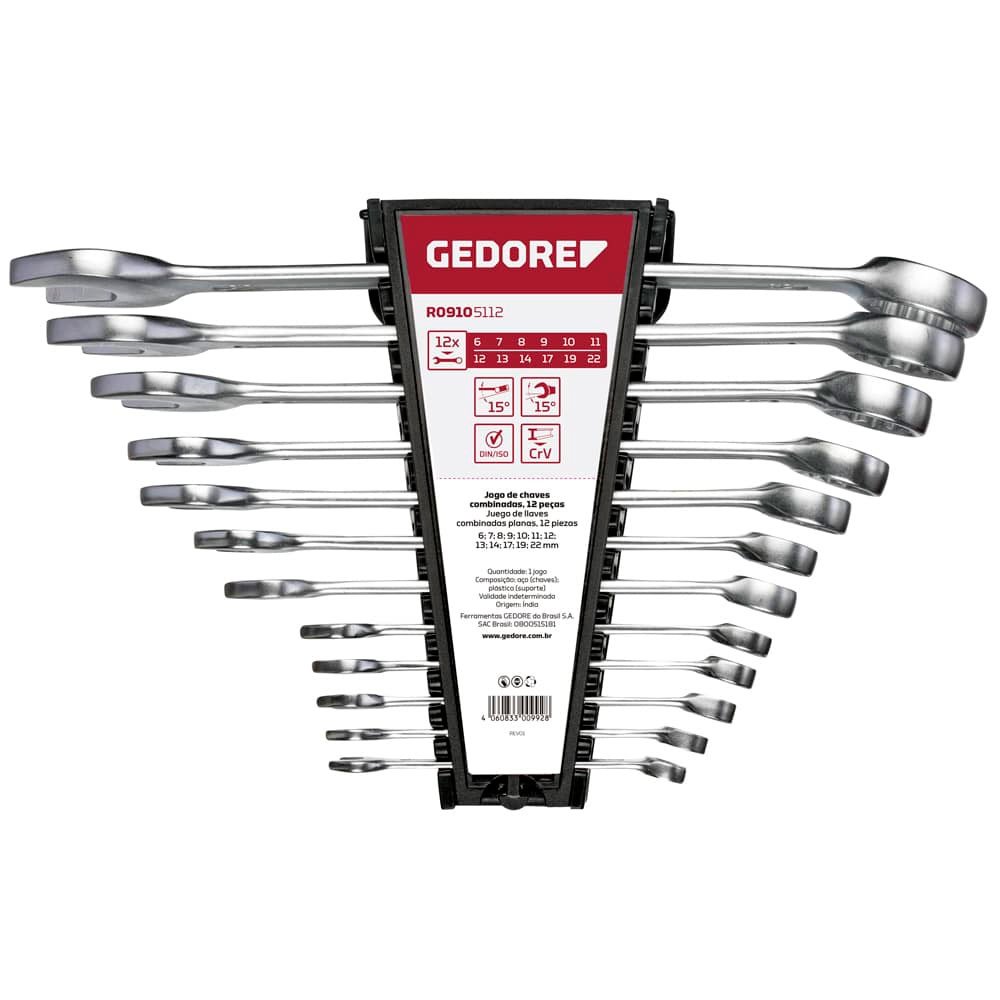 JOGO DE CHAVE COMBINADA 6-22MM COM 12 PEÇAS R09105112 GEDORE RED