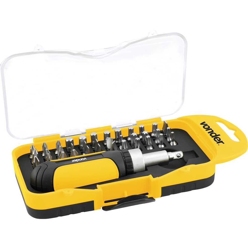 JOGO DE BITS PHILLIPS/FENDA/POZID/TORX COM CATRACA 38 PEÇAS VONDER