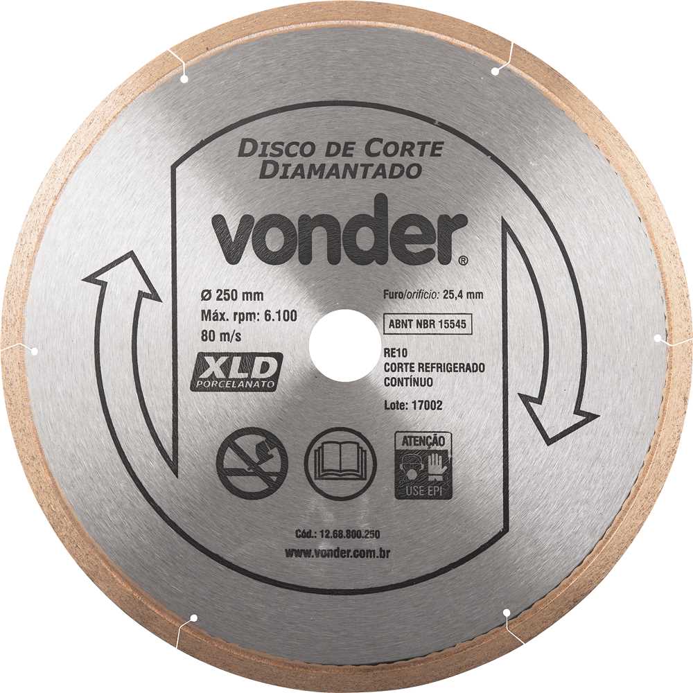 DISCO DIAMANTADO 250X25MM LISO PORCELANATO VONDER