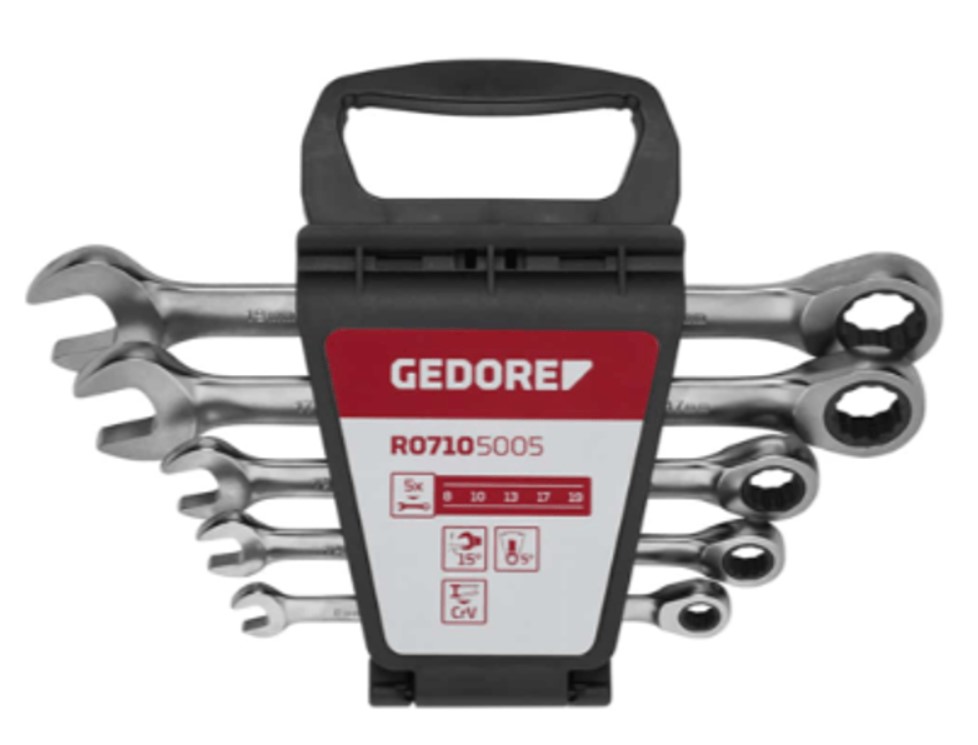 JOGO DE CHAVE COMBINADA 8X19MM COM 5 PEÇAS COM CATRACA GEDORE RED