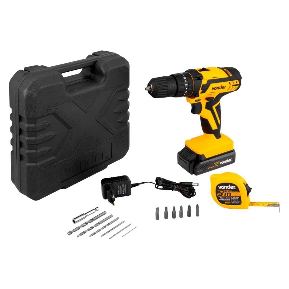 PARAFUSADEIRA E FURADEIRA DE IMPACTO A BATERIA 12V PFV012I BIVOLT VONDER