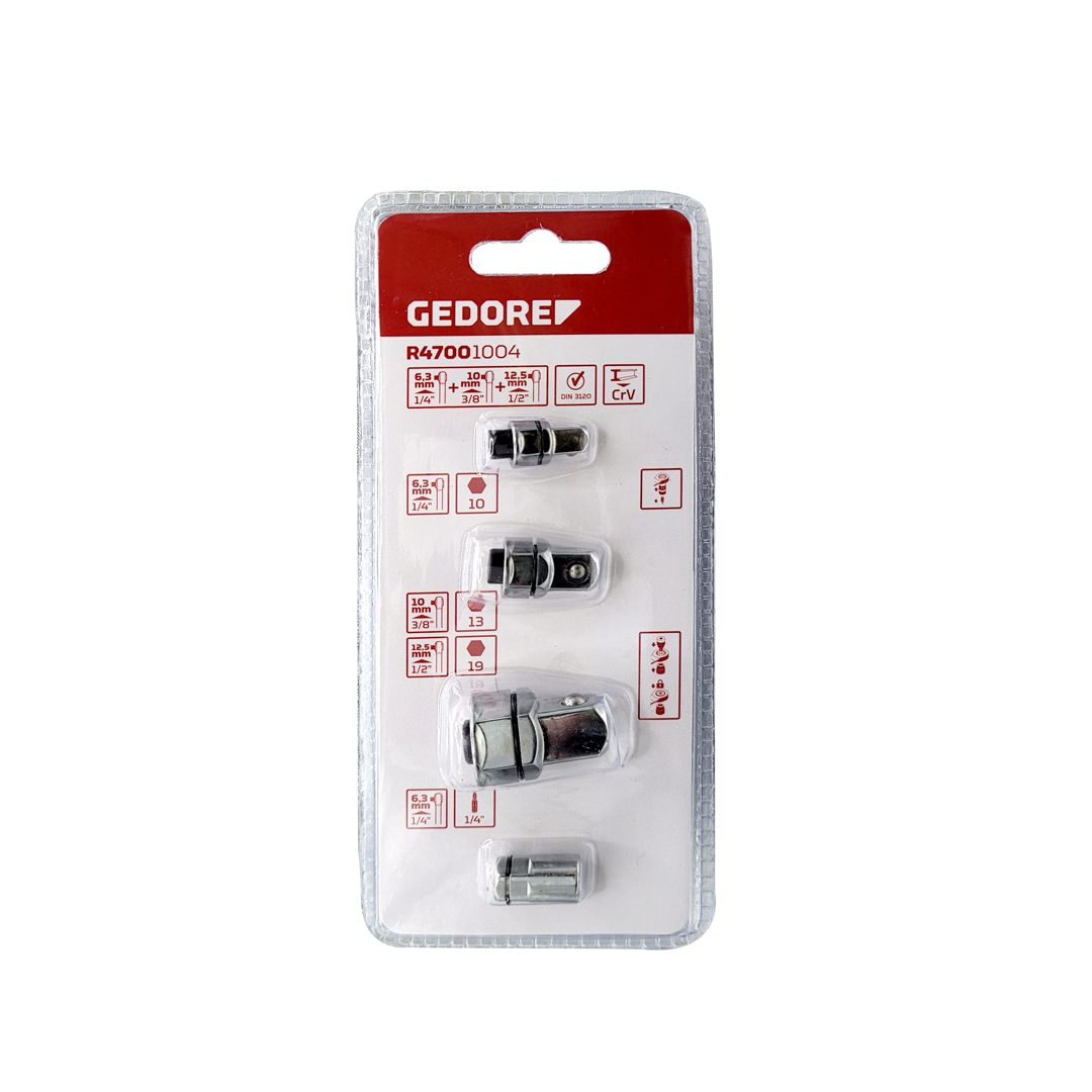 JOGO DE ADAPTADORES PARA CATRACA 4 PEÇAS R47001004 GEDORE RED