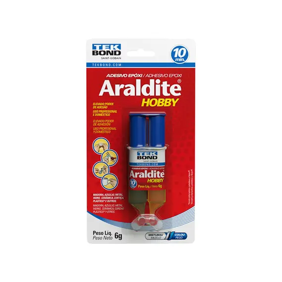 ADESIVO EPOXI ARALDITE 10MIN HOBBY 6G SERINGA TEKBOND