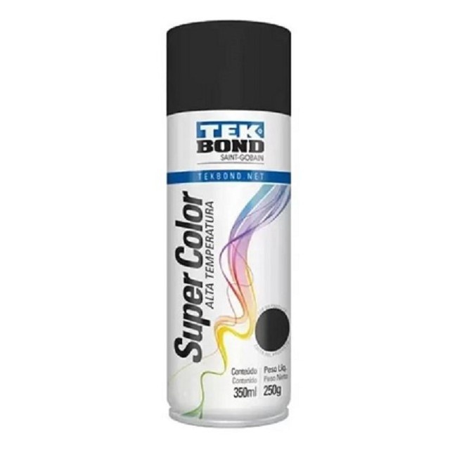TINTA SPRAY PRETO FOSCO ALTA TEMPERATURA 350ML TEKBOND