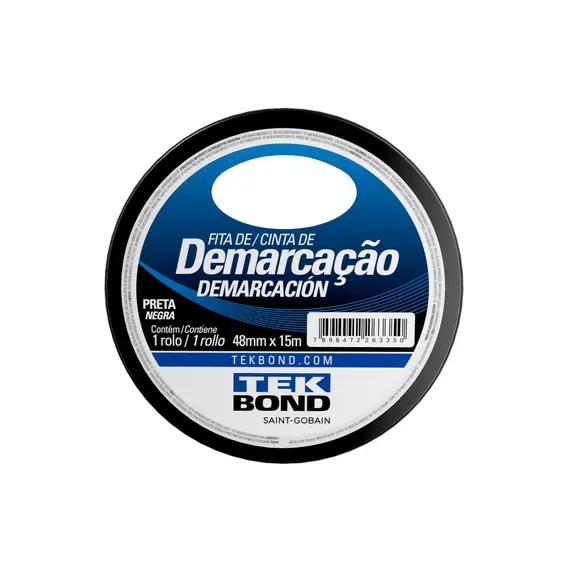 FITA DEMARCACAO DE SOLO PRETA 48MMX15M TEKBOND