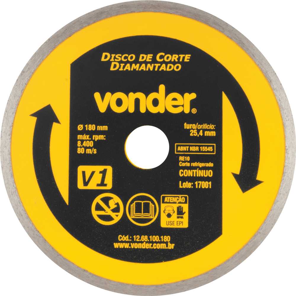 DISCO DIAMANTADO 180X25MM LISO VONDER
