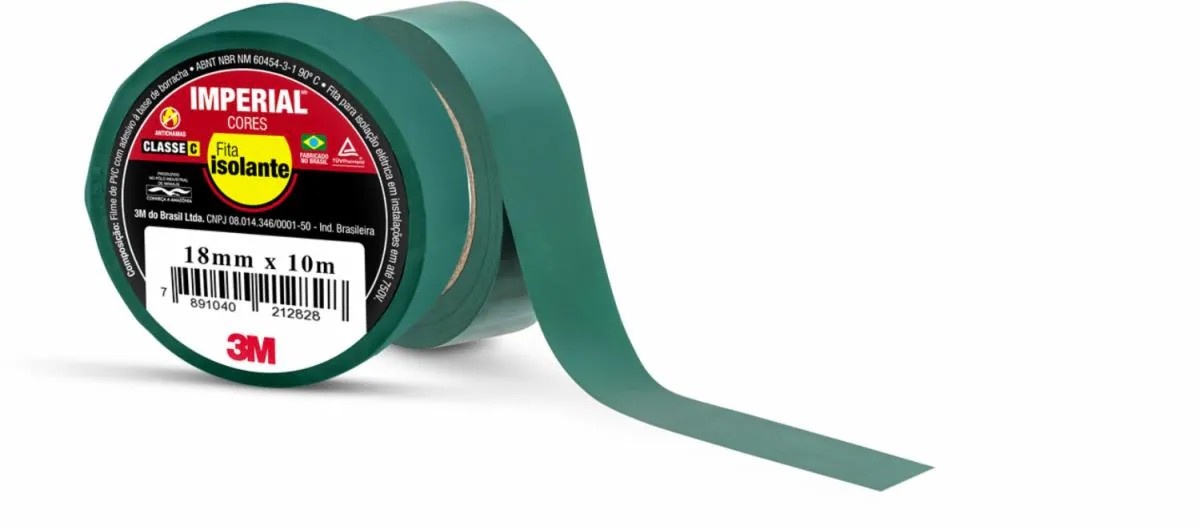 FITA ISOLANTE 19MMX10M VERDE IMPERIAL 3M