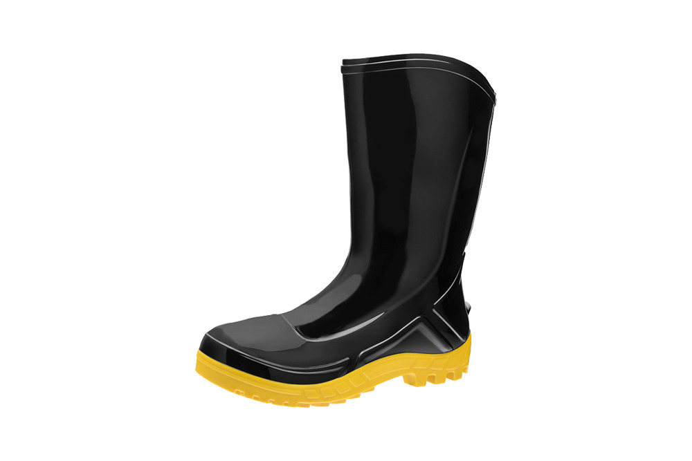 BOTA DE PVC SEM FORRO 41 PRETA E AMARELA VULCAFLEX