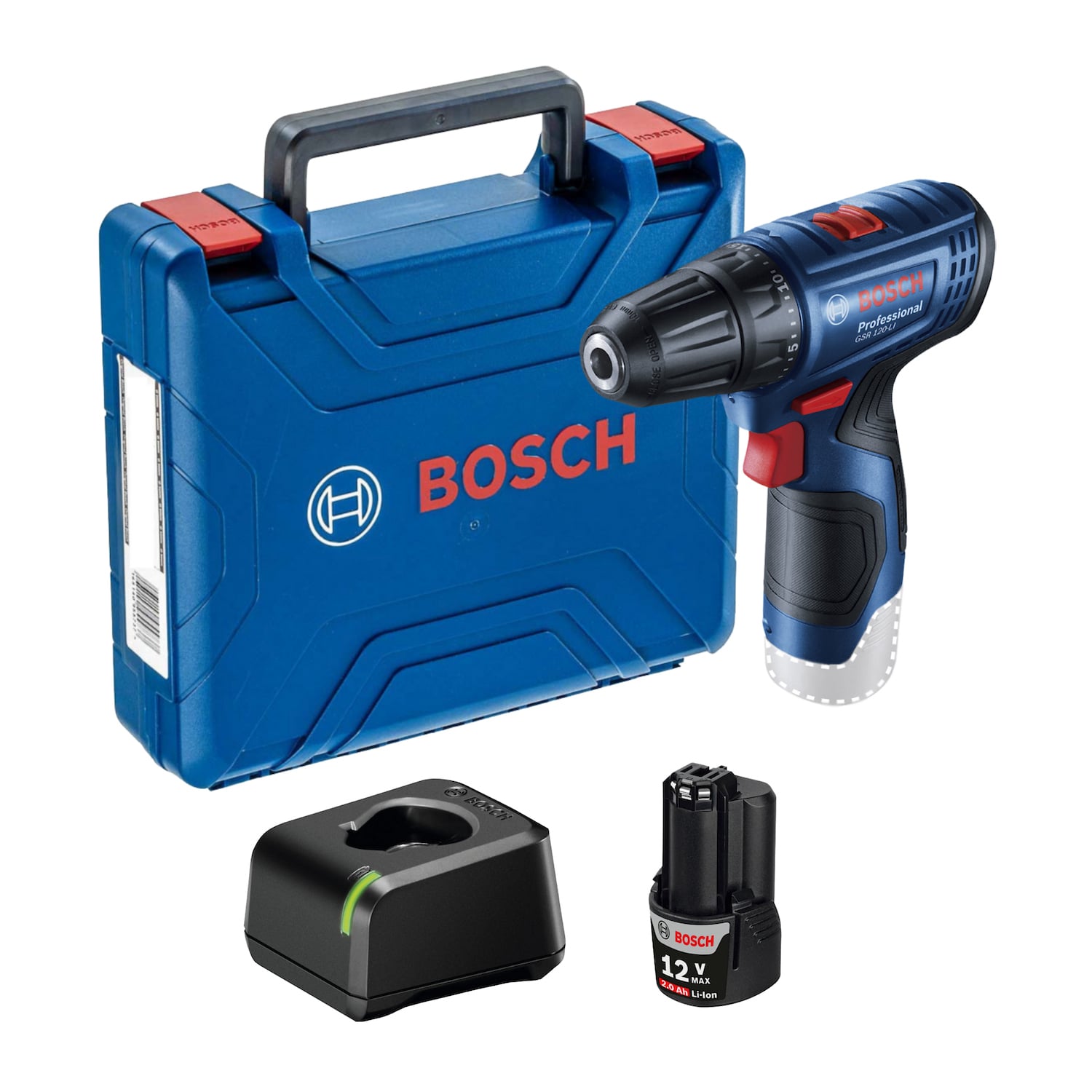 PARAFUSADEIRA E FURADEIRA DE IMPACTO A BATERIA 12V GSB120-LI COM 1 BATERIA BIVOLT BOSCH