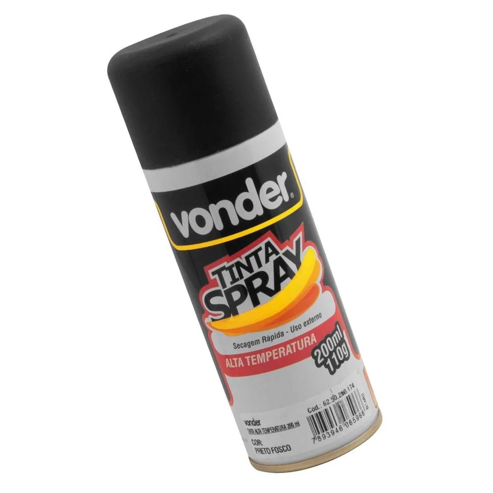 TINTA SPRAY PRETO ALTA TEMPERATURA 200ML VONDER