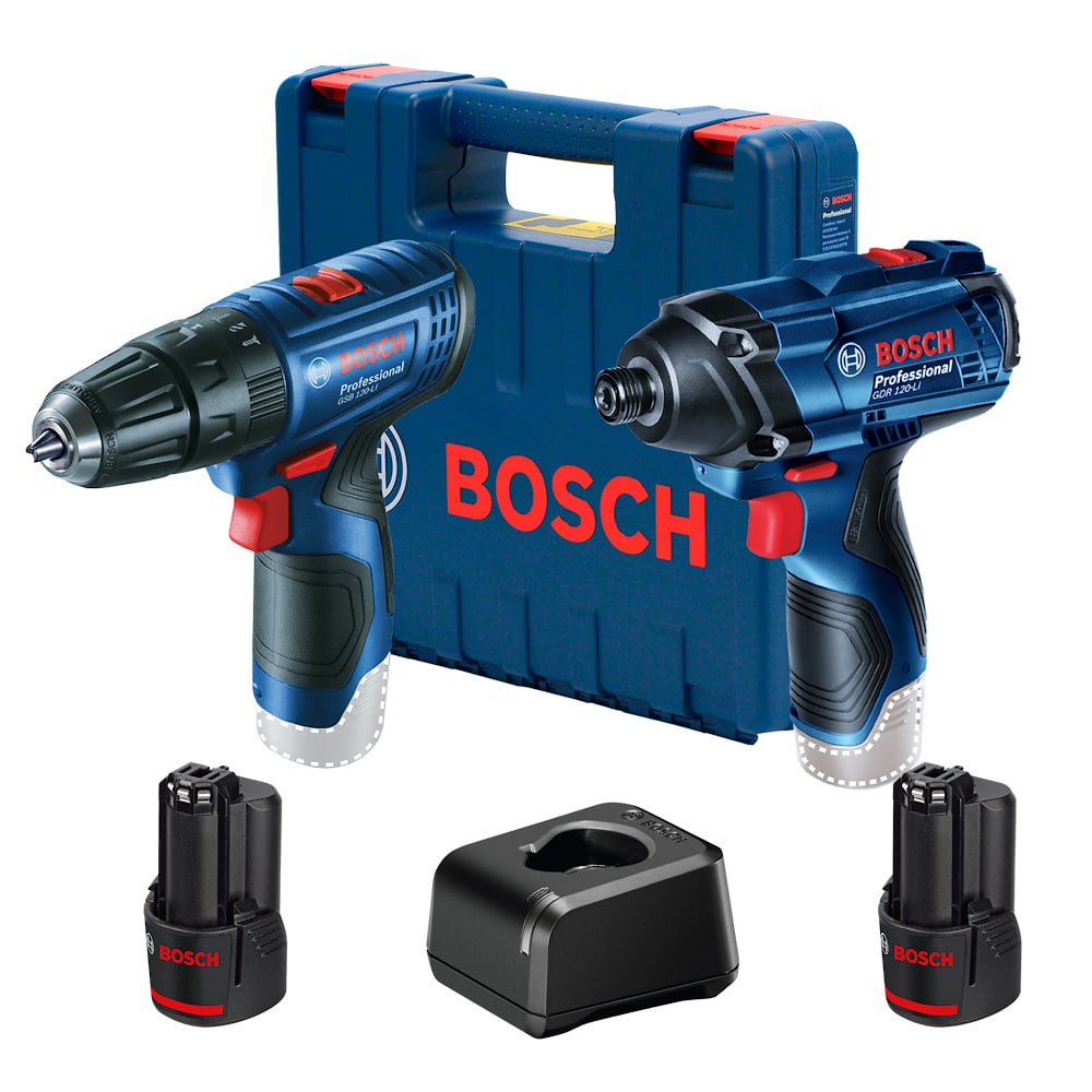 PARAFUSADEIRA E FURADEIRA DE IMPACTO A BATERIA 12V GSB120LI+GDR120LI BOSCH