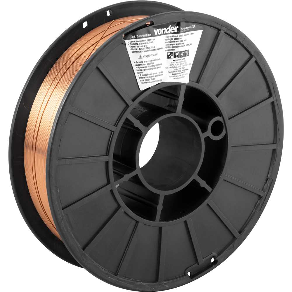 ARAME PARA SOLDA MIG 0,8 ROLO COM 05KG A/C 7432008005 VONDER