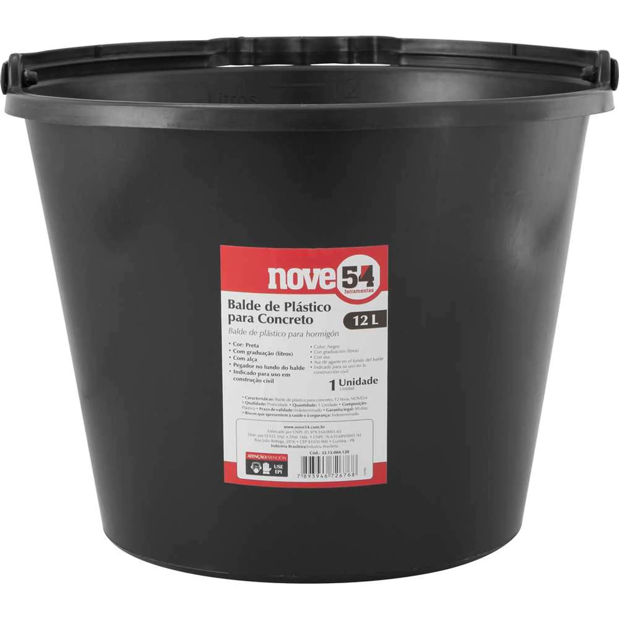 BALDE PARA CONCRETO PLÁSTICO 12L NOVE54