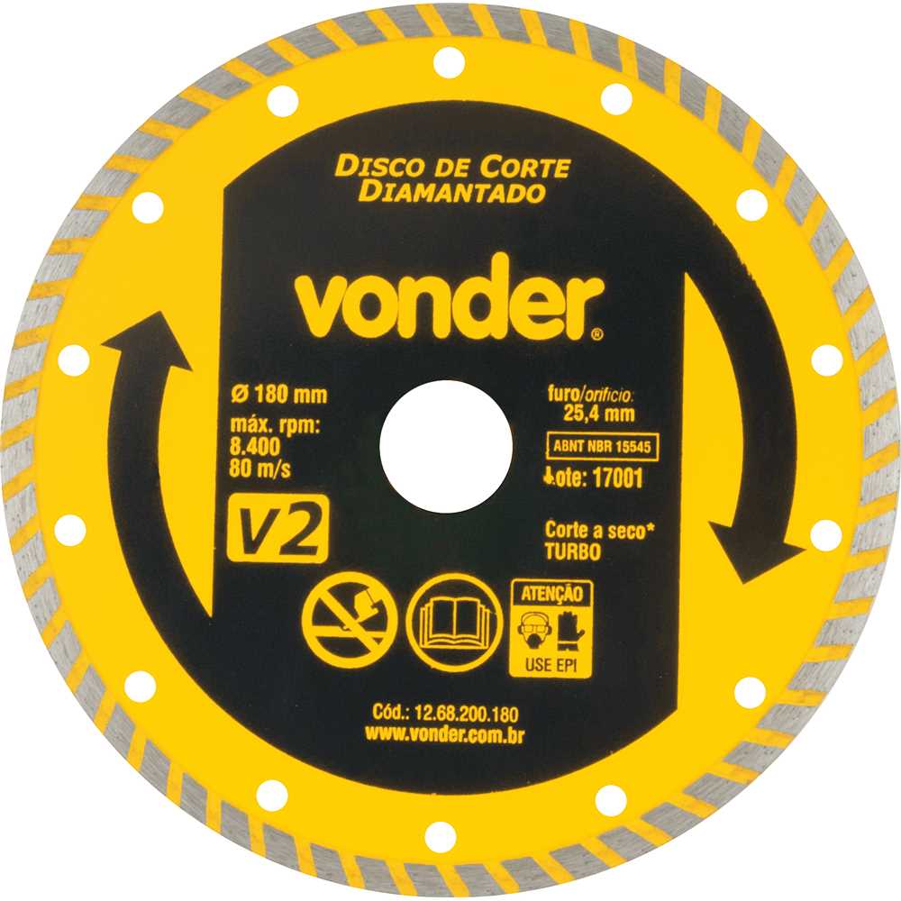 DISCO DIAMANTADO 180X25MM TURBO V2 VONDER