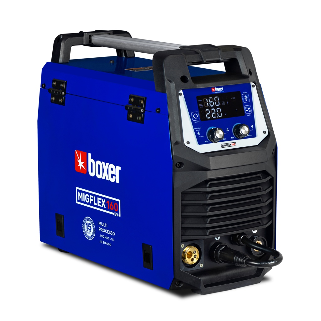 MÁQUINA PARA SOLDA MIG E ELETRODO E TIG 160A COM TOCHA MIGFLEX160BV BOXER