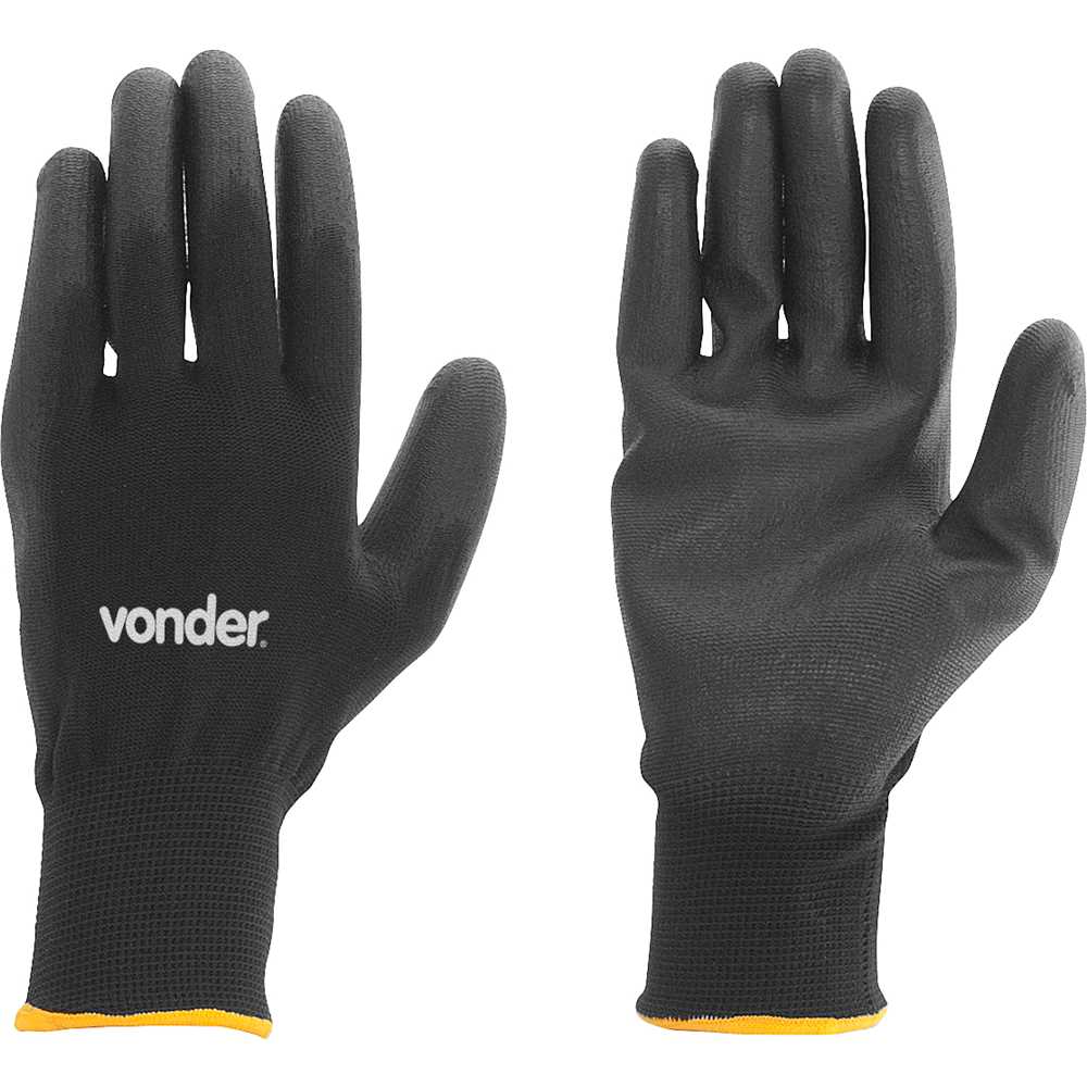 LUVA POLIESTER/PU PRETA TAMANHO 9 CA 40282 VONDER