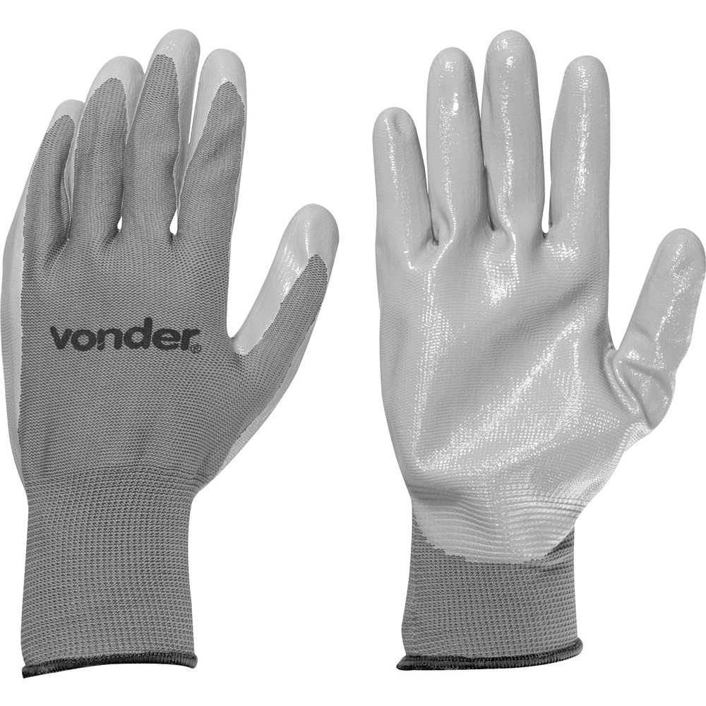 LUVA POLIESTER E LATEX NITRILICA CINZA TAM 10 CA 35454 VONDER