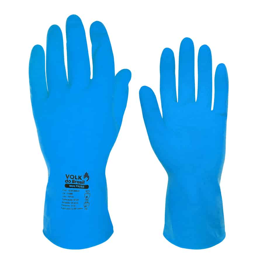 LUVA LATEX REFORCADA FORRADA AZUL TAM G CA 10695 VOLK