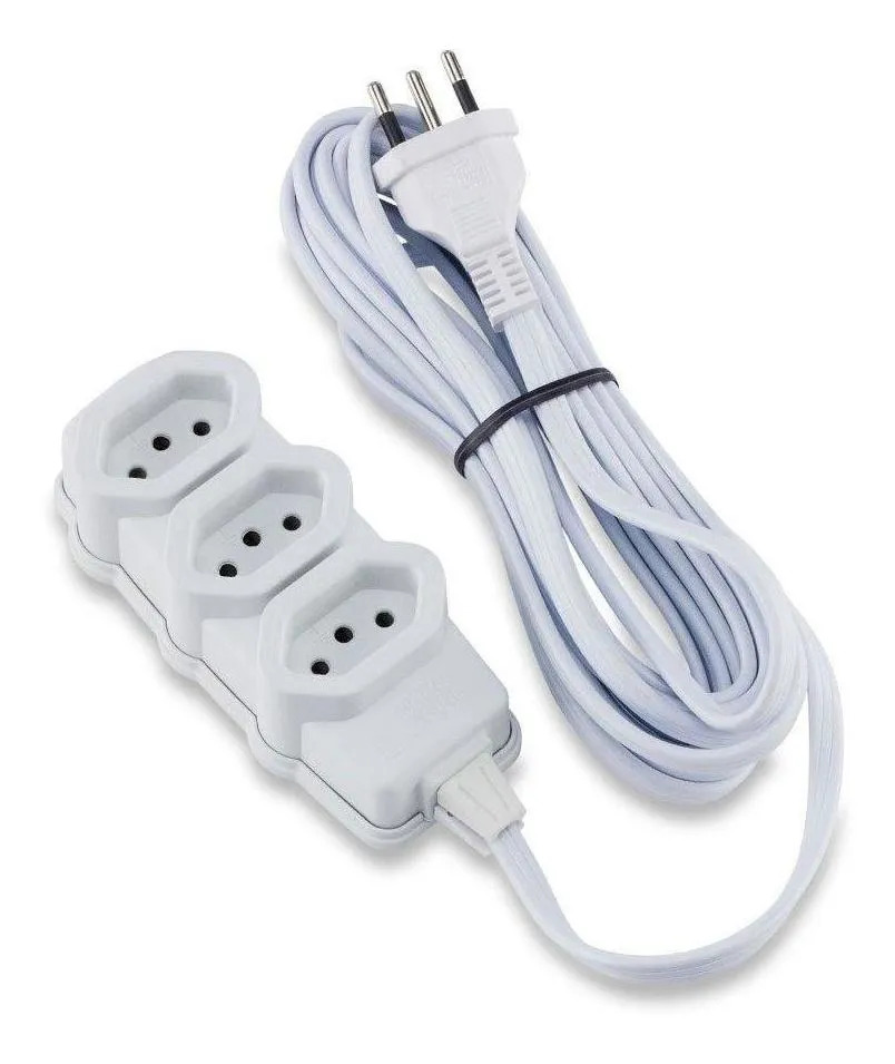 EXTENSÃO ELÉTRICA 05M 2P+T 3 TOMOMADAS 10A FORCE LINE