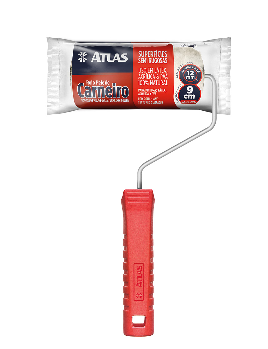 ROLO DE LÃ 9CM COM CABO 306/9 ATLAS