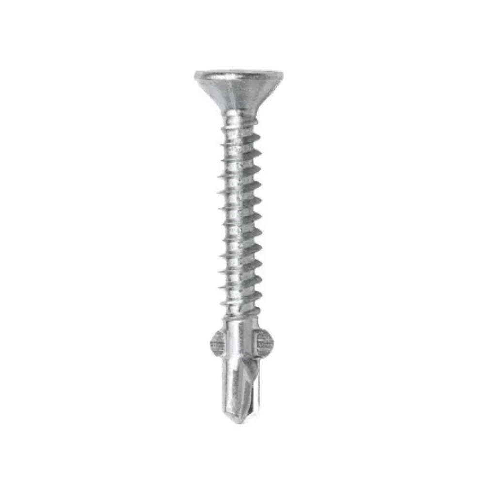 PARAFUSO AUTO BROCANTE CABEÇA CHATA 4.2X32 PONTA BROCA PHILIPS COM ASA ZINCADO BRANCO