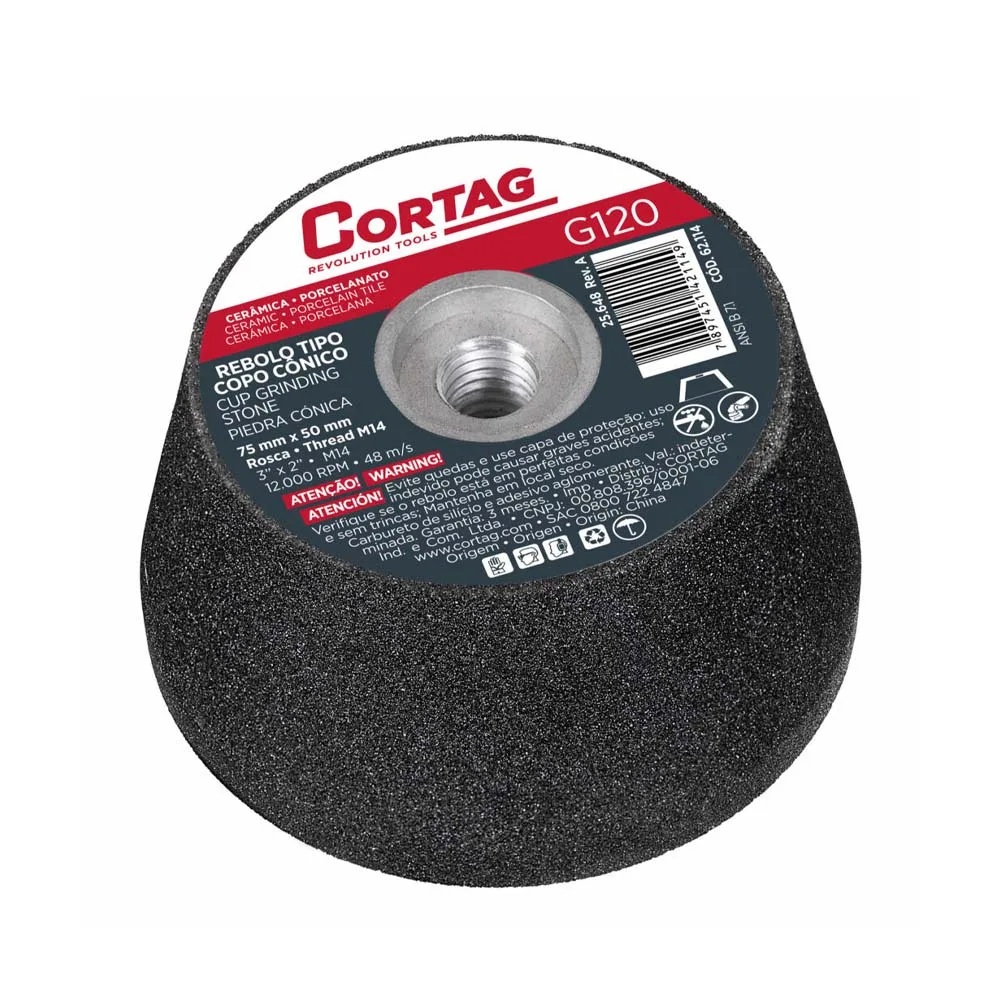 REBOLO COPO CÔNICO 100X50X14MM GRÃO 120 CORTAG