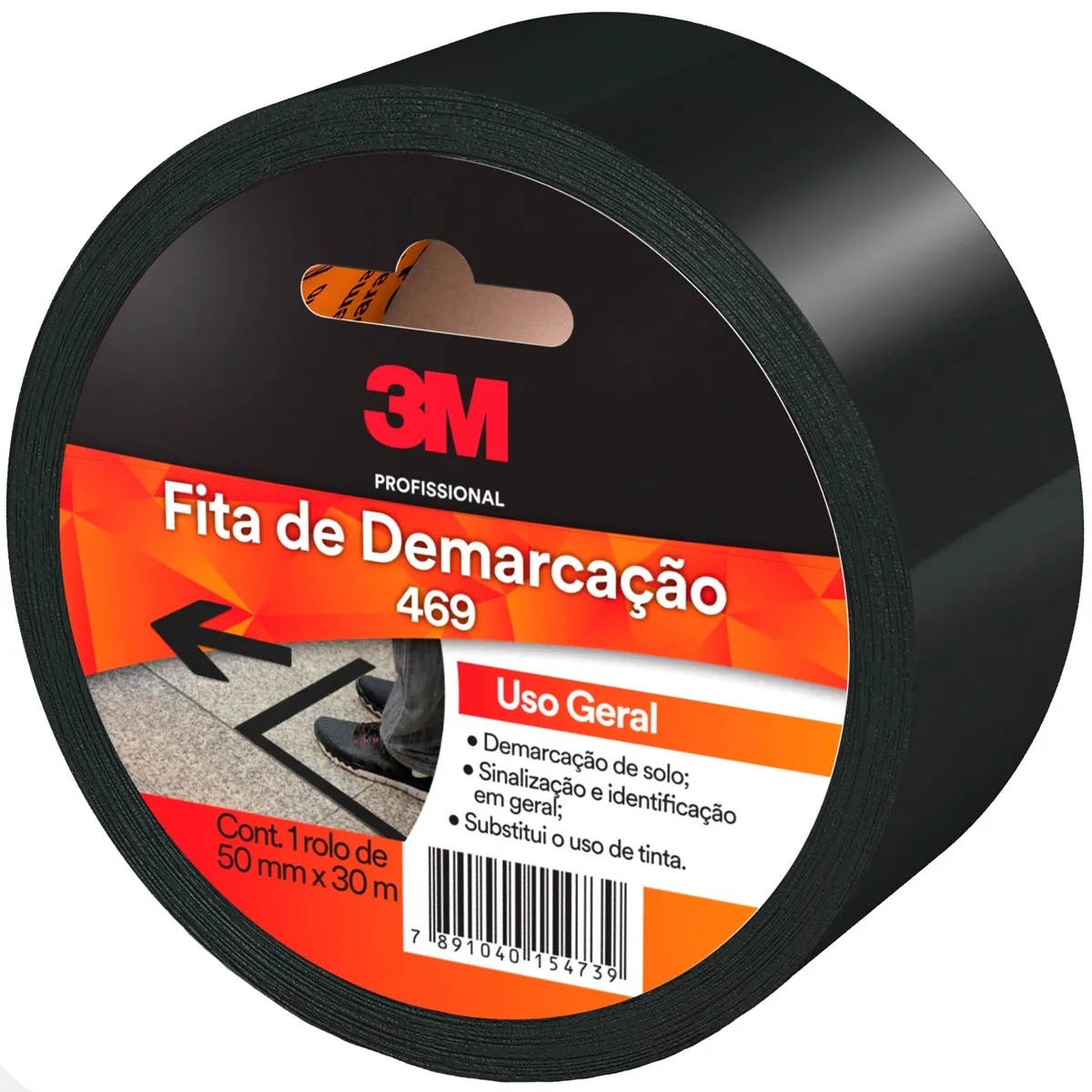 FITA DEMARCACAO DE SOLO PRETA 50X30 3M