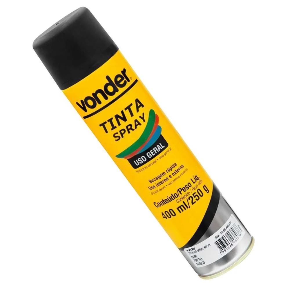 TINTA SPRAY PRETO FOSCO 400ML VONDER