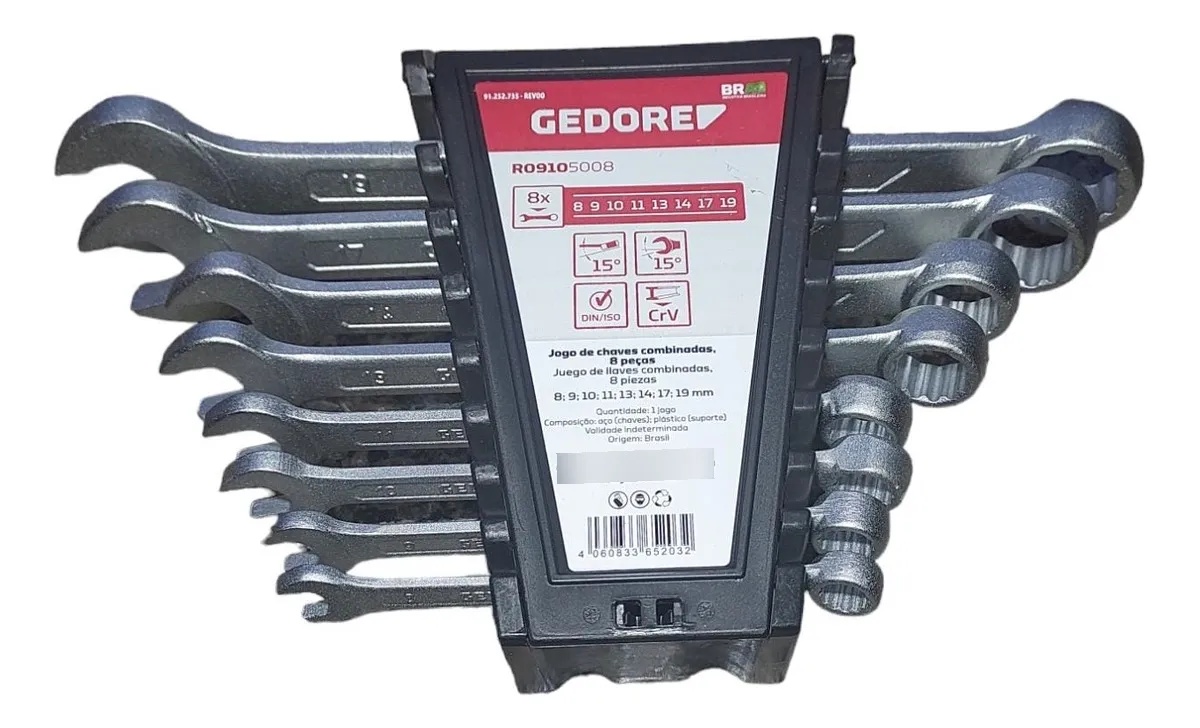 JOGO DE CHAVE COMBINADA 8-19MM COM 8 PEÇAS R09105008 GEDORE RED