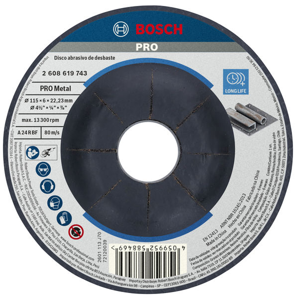 DISCO DE DESBASTE 115X6,3MM 4.1/2X1/4