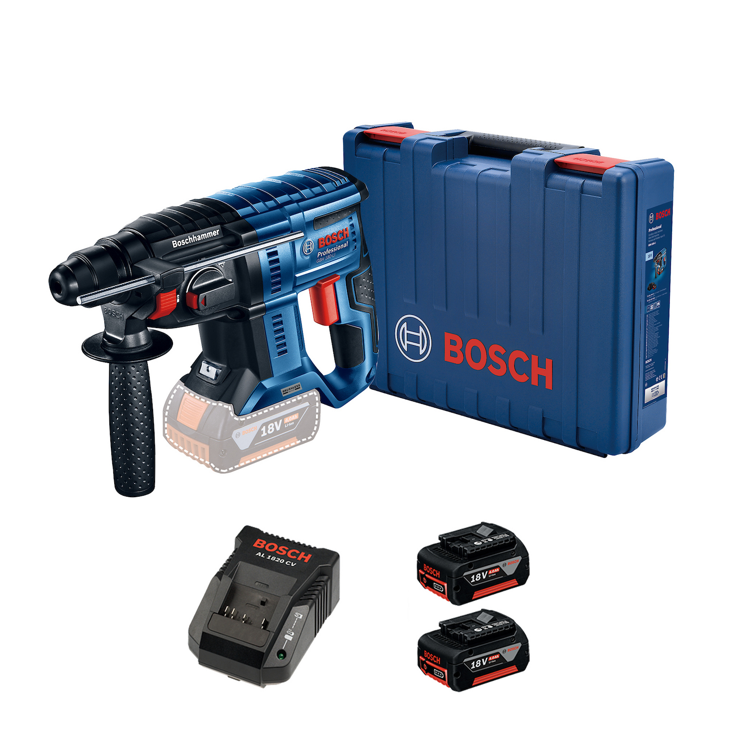 MARTELETE SDS PLUS A BATERIA 18V GBH180-LI COM 2 BATERIAS COM CARARREGADOR BOSCH
