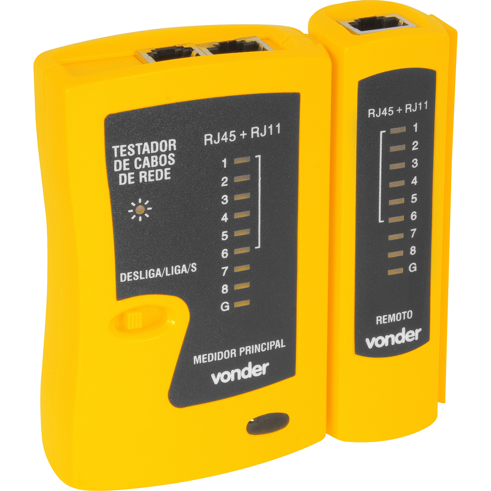 TESTADOR PARA CABO DE REDE RJ11/RJ12/RJ45 VONDER